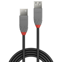 Lindy 36703 cavo USB 2 m USB 2.0 USB A Nero, Grigio